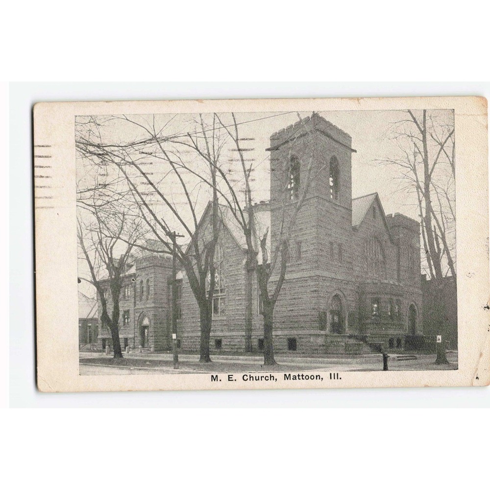 Vintage 1922 M. E. Church Mattoon Illinois Postcard Auburn Post Card Mfg Co